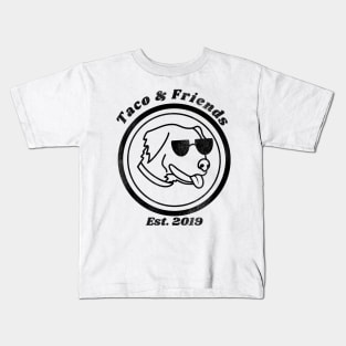 Taco & Friends Trivia Commission Black Line Kids T-Shirt